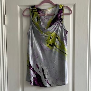 Rebecca Moses Gray and Purple silk sleevless XL shirt like new